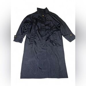 Vintage Gallery Black Nylon Trench Coat Pink Lining Belted 9/10